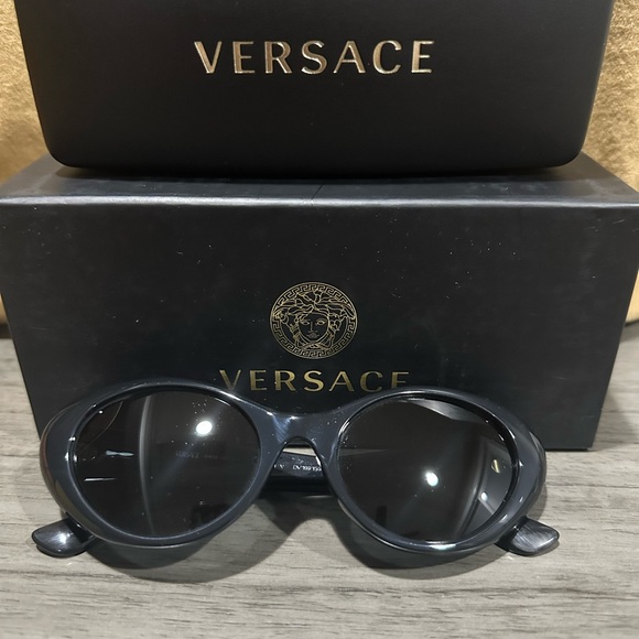 Versace Black Oval Sunglasses